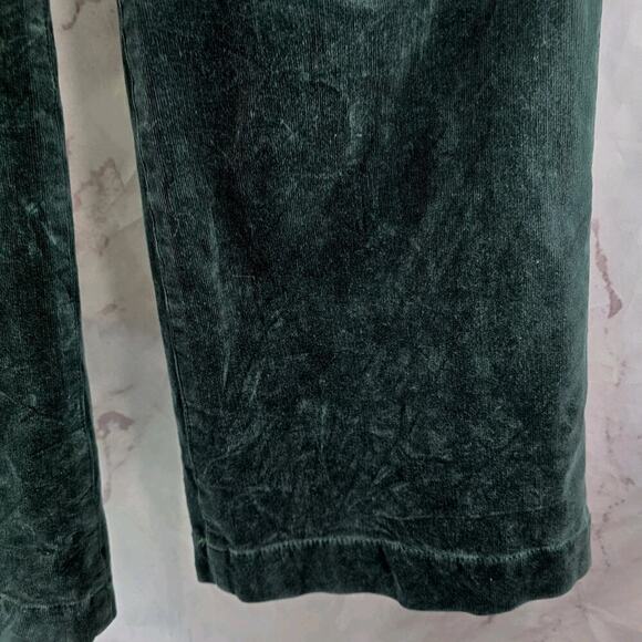 Anthropologie Jumpsuit Womens 29 Green Corduoy Boot Bib Overalls Dark Forest - Picture 6 of 14